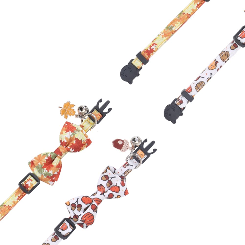 Thanksgiving Day Cat Collar Fall Breakaway With Bow Tie And Bell Autumn Holiday For Kitty Adjustable Safety