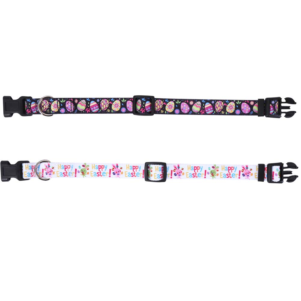 2 Pack Easter Dog Collar Adjustable Nylon Pet Collars Easter Egg Large