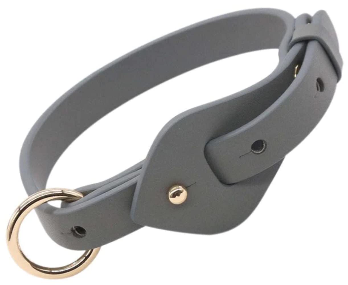 Pet Life Ever-Craft Boutique Series Adjustable Designer Leather Dog Collar, LG, Grey
