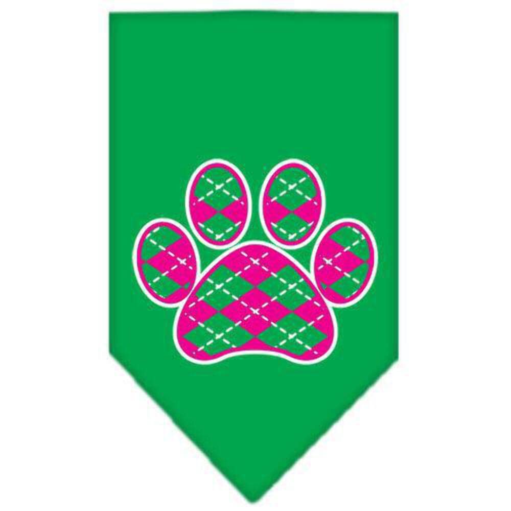 Mirage Pet Products Argyle Paw Pink Screen Print Bandana for Pets, Small, Grey
