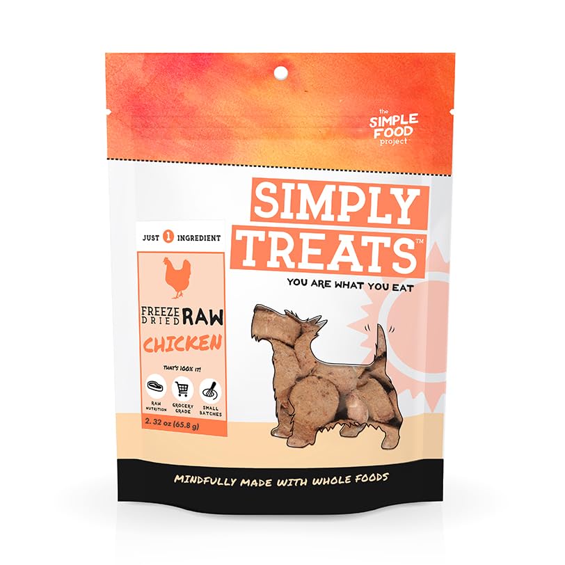 The Simple Food Project Freeze Dried Raw Dog Treats Grain Free, All Natural, with Just 1 Ingredient Chicken for Dogs Use As Trai