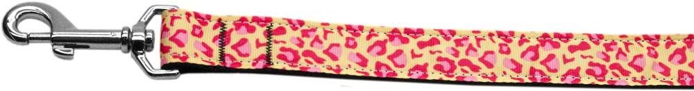 Pet Dog & Cat Nylon Collar or Leash, "Tan and Pink Leopard" 1" w x 4 ft. leash
