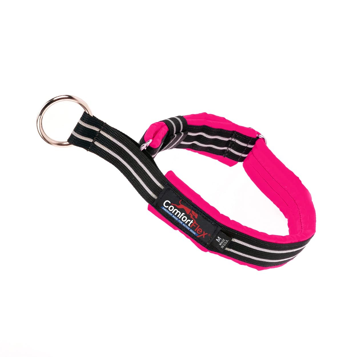 Comfortflex Martingale Collar For Dogs - American Made Slip Collar, Reflective, Adjustable, No Pull Training Collar For Medium Dogs – Soft, Wide, Fully Padded, Escape Proof - Medium, Hot Pink