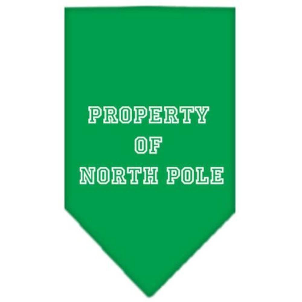 Mirage Pet Products Property of North Pole Screen Print Bandana for Pets, Small, Emerald Green