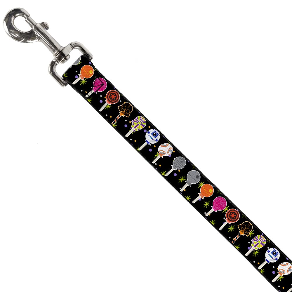 Buckle-Down Star Wars Pet Leash, Dog Leash, Star Wars Festive Lollipop Icons Multi Color, 4 Feet Long 0.5 Inch Wide