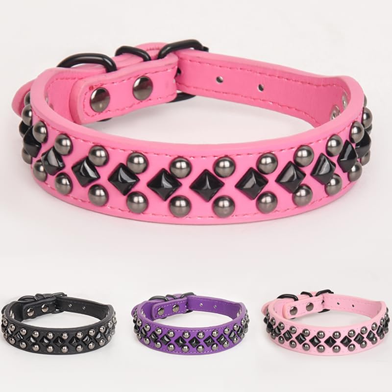 Pimaodog Studded Pu Leather Dog Collars For Small, Medium, Large Dogs, Pitbull, Mastiff, Labrador, Boxer, Rottweiler, German She