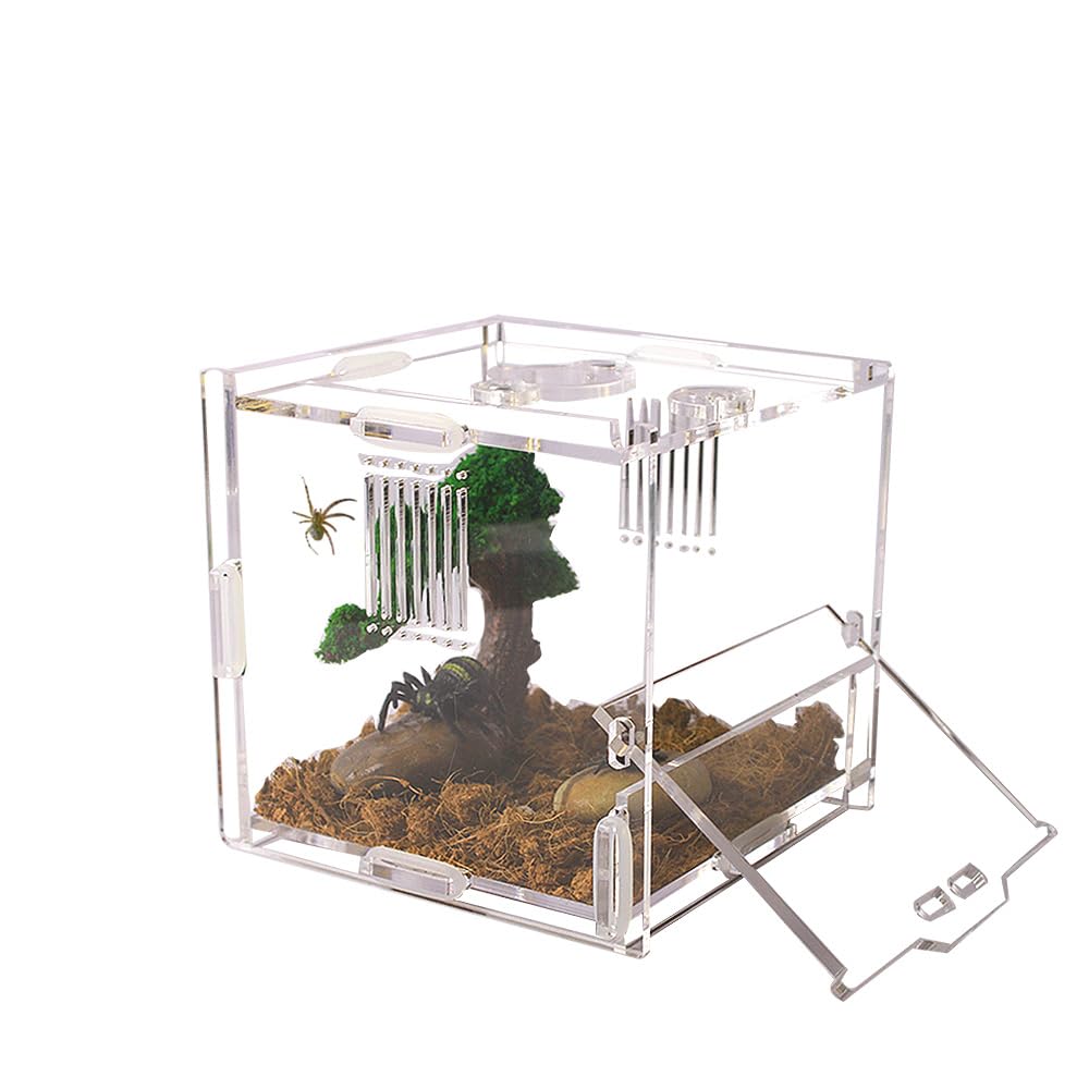 Jhcyuluo Acrylic Jumping Spider Enclosure, Small Reptile Terrarium Habitat For Tarantula Snail Insect Small Reptile (4.5X4.3X4.1