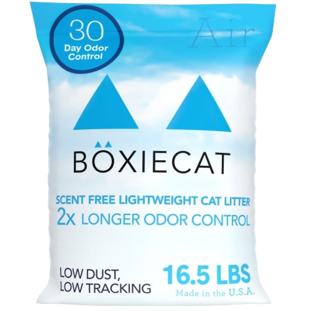 Boxie Unscented 30 Day Natural Odor Control Cat Litter, 16.5lb Lightweight Plant Based Kitty Litter