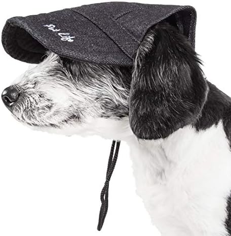 Pet Life  Captivating Uv Protectant Adjustable Fashion Dog Hat Cap, Faded Black  Medium