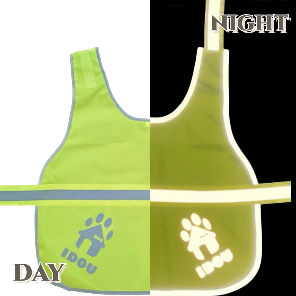 Idou Yellow Reflective Dog Safety Vest - High Visibility For Walking, Jogging & Training/Oxford/Size Xl