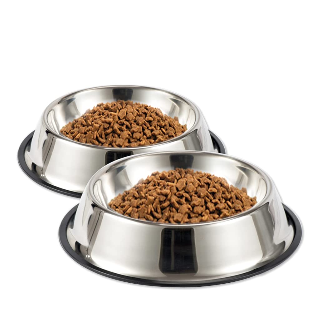 WEDAWN Stainless Steel Dog Bowls, 1 Cup/8oz Cat Bowl Water and Food with Rubber Base, Pet Bowls for Small Dogs, Cats, Puppy, Rab