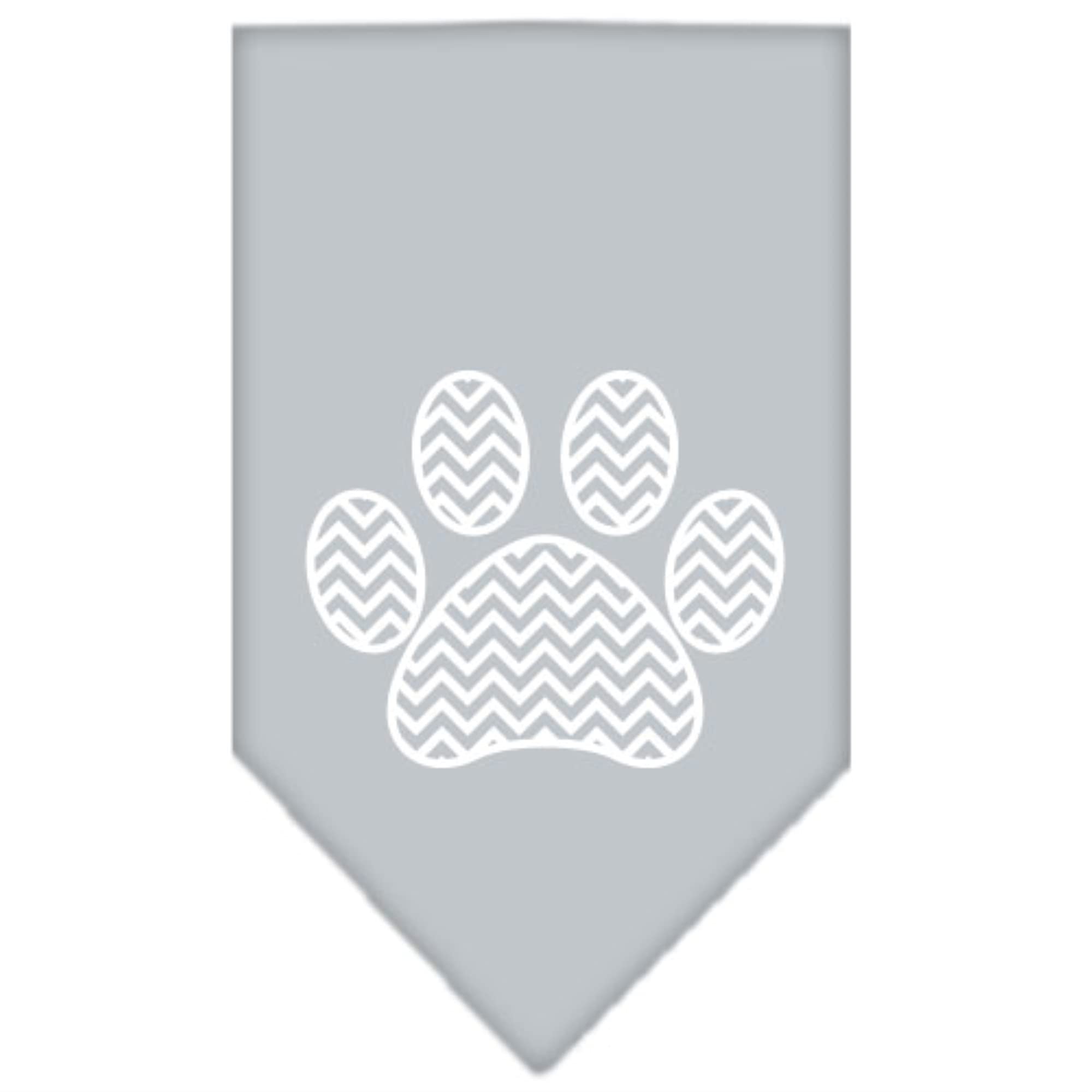 Mirage Pet Products Chevron Paw Screen Print Bandana, Grey, Small