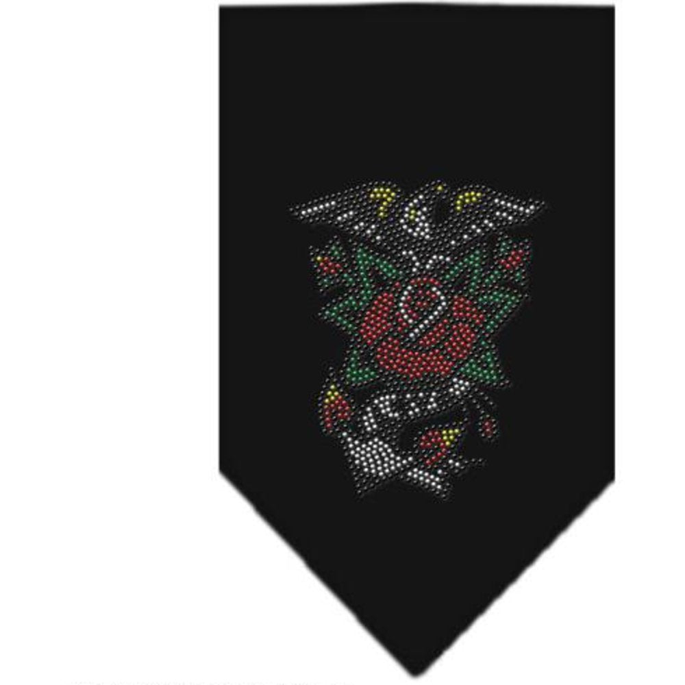 Pet and Dog Bandana Rhinestone, "Eagle Rose" Black Small