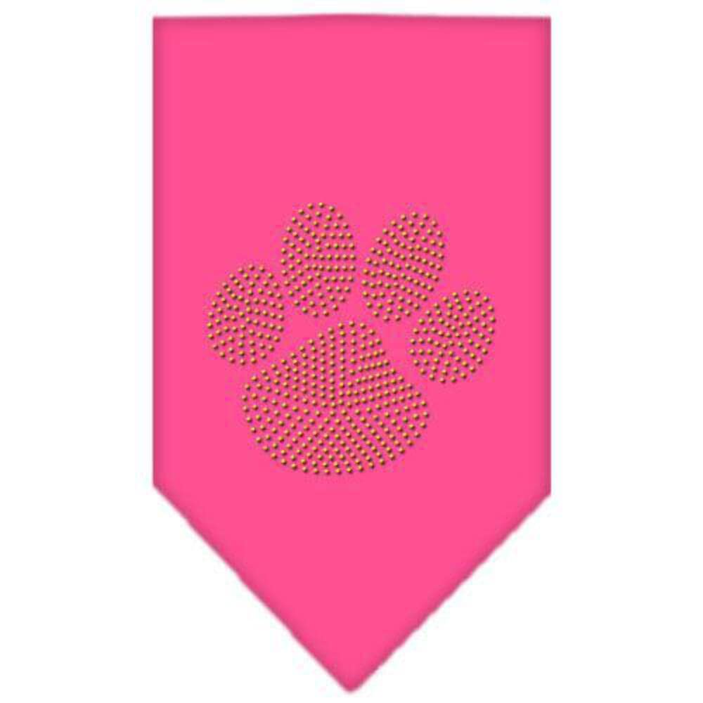 Pet and Dog Bandana Rhinestone, "Paw Gold" Cocoa Small