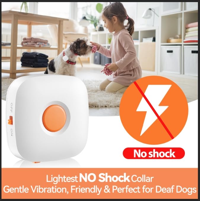 Carmelie Dog Training Device No Shock, Dog Training Collar Clip With Remote, Safe & Humane Vibrating Clicker, One-Touch Operatio