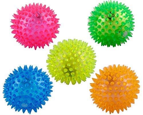 Rvpaws Pet Rubber Led Spiked Ball Dog & Puppy Chew Toy, Assorted 3 Inches  Set Of 2