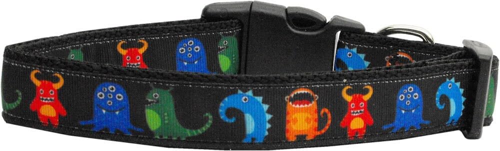 Pet Dog and Cat Nylon Collar or Leash, "Black Monsters" MD Narrow Collar