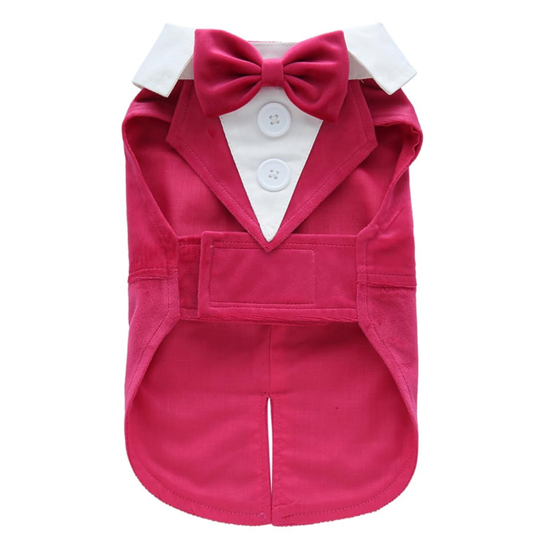 Doteyayp Puppy Velvet Tuxedo With Detachable Bowtie Prom Wedding Formal Wear Prince Costume For Small Dog (Medium, Rose)