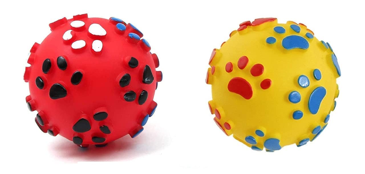 Psk Pet Mart Dog Chew Toys Dog Puppy Cat Pet Paw Print Squeaker Chew Sound Ball Playing Toy Toys Dog Teething Dog Balls Pet Rubb