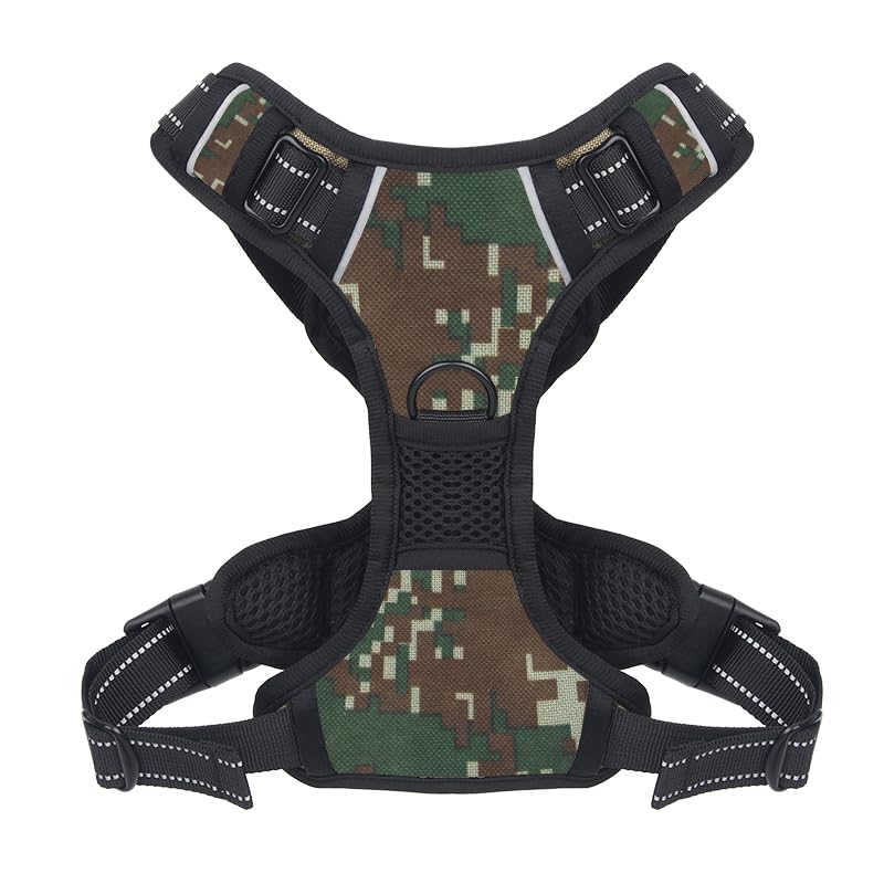 Huitban Adjustable Soft Padded Dog Harness Vest - Breathable Nylon With Safety Buckle, Easy To Put On, Front & Back Ring Attachm