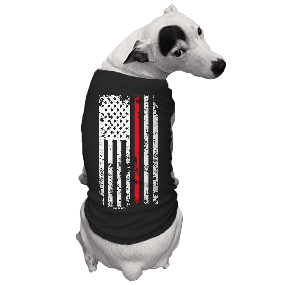 Red Line Flag - Usa American Dog Shirt (Black, 2X-Large)