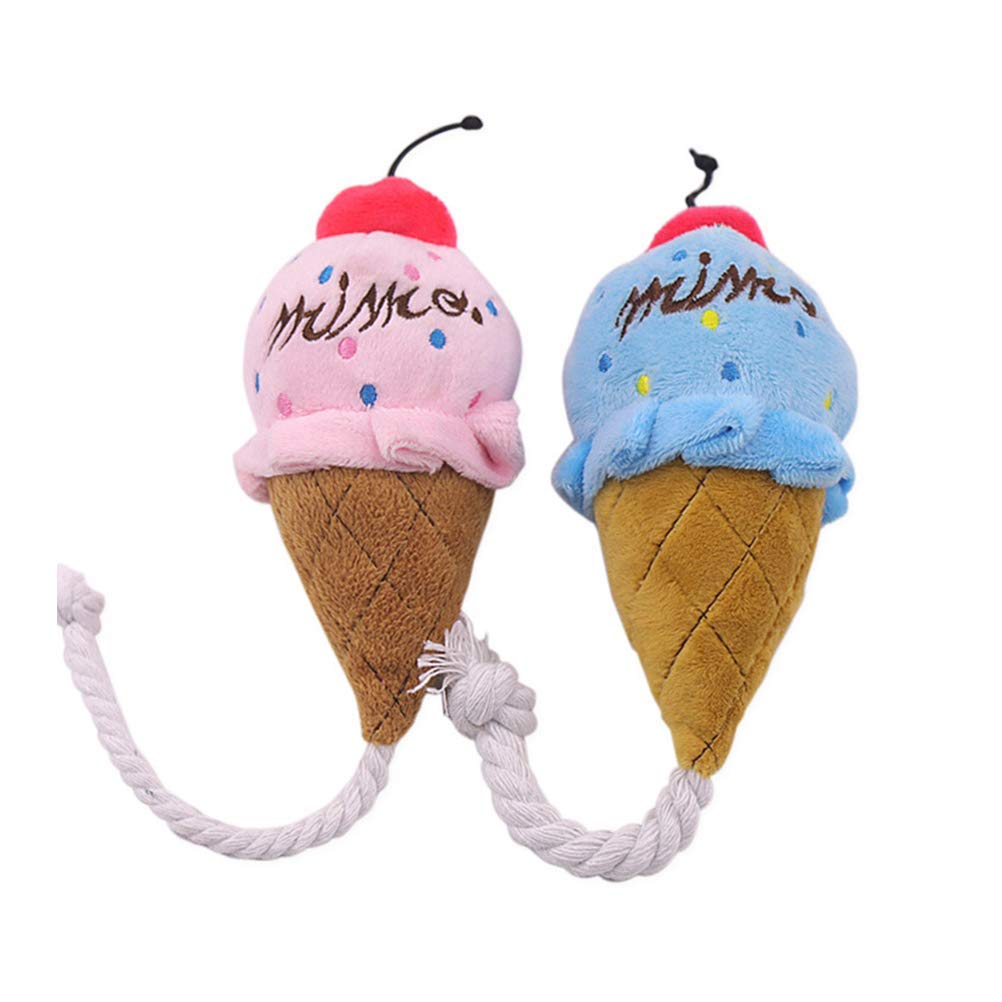 JOUETS BY EDUSPARK Plush Ice Cream Dog Toy | Puppy Chew Squeak Toys | Plush Toys for Pets | Crinkle Cat Toys for Puppies | Soft 