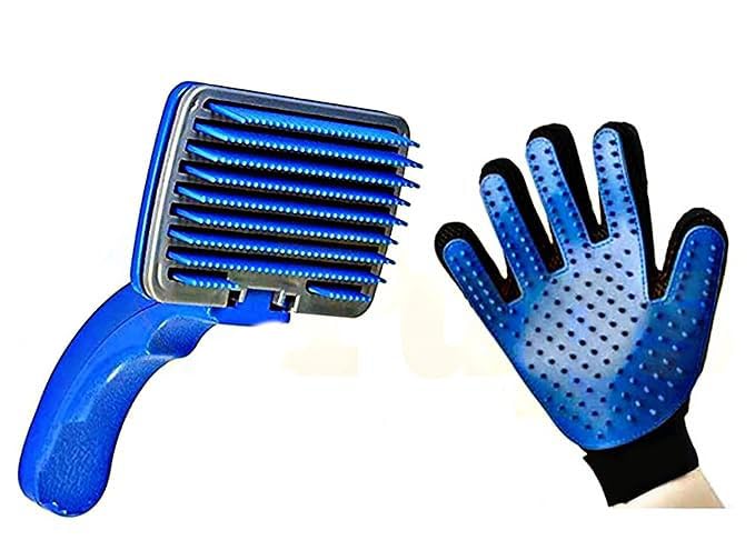 Rvpaws Slicker Brush I Pet Grooming Glove I Shedding Small Medium Large Breeds I Pet Hair Remover I GloveMassage Five Finger Lo