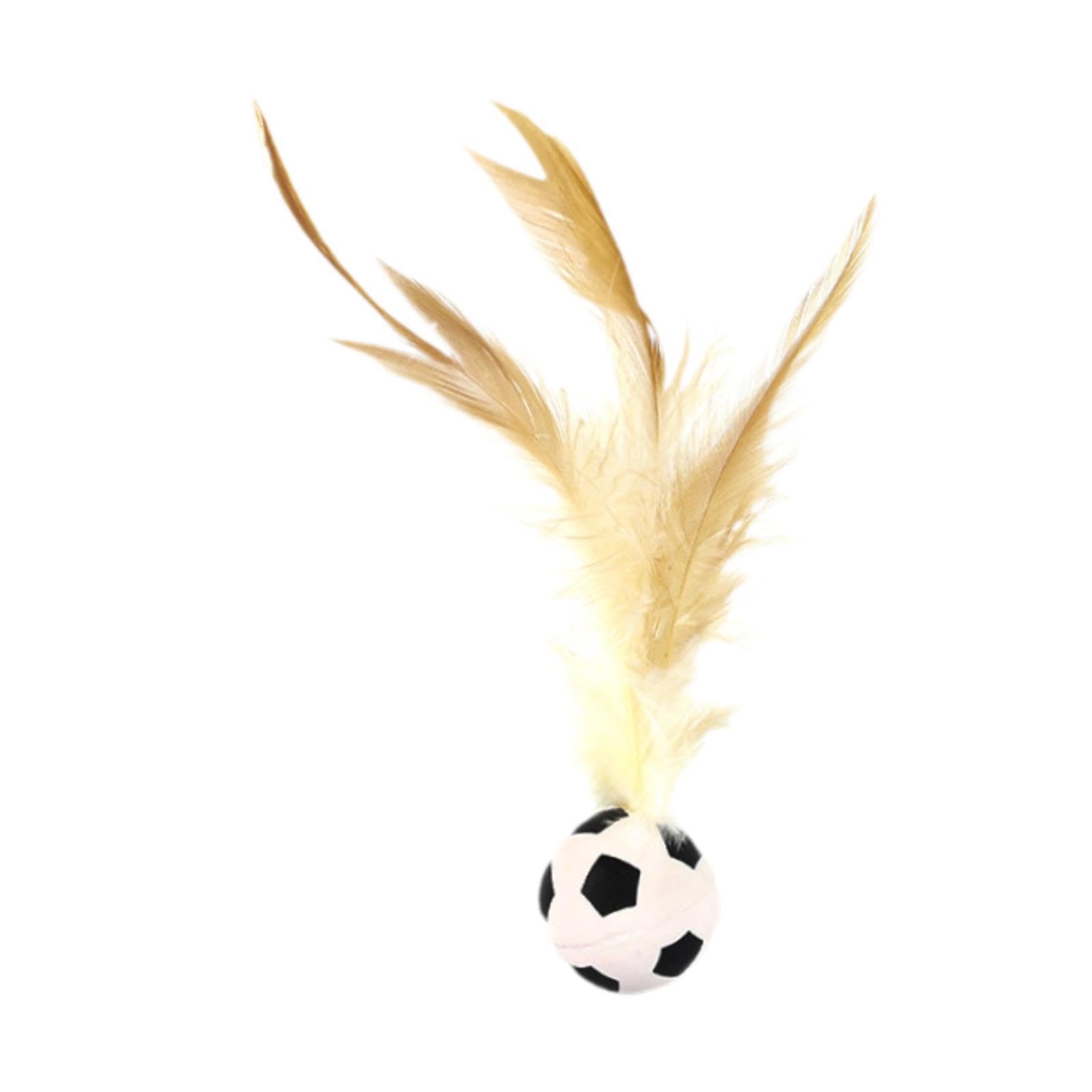 Myaddiction Cats Bouncy Ball With Feather Teaser Bite Resistant Bouncy Tail Toy For Dog Football