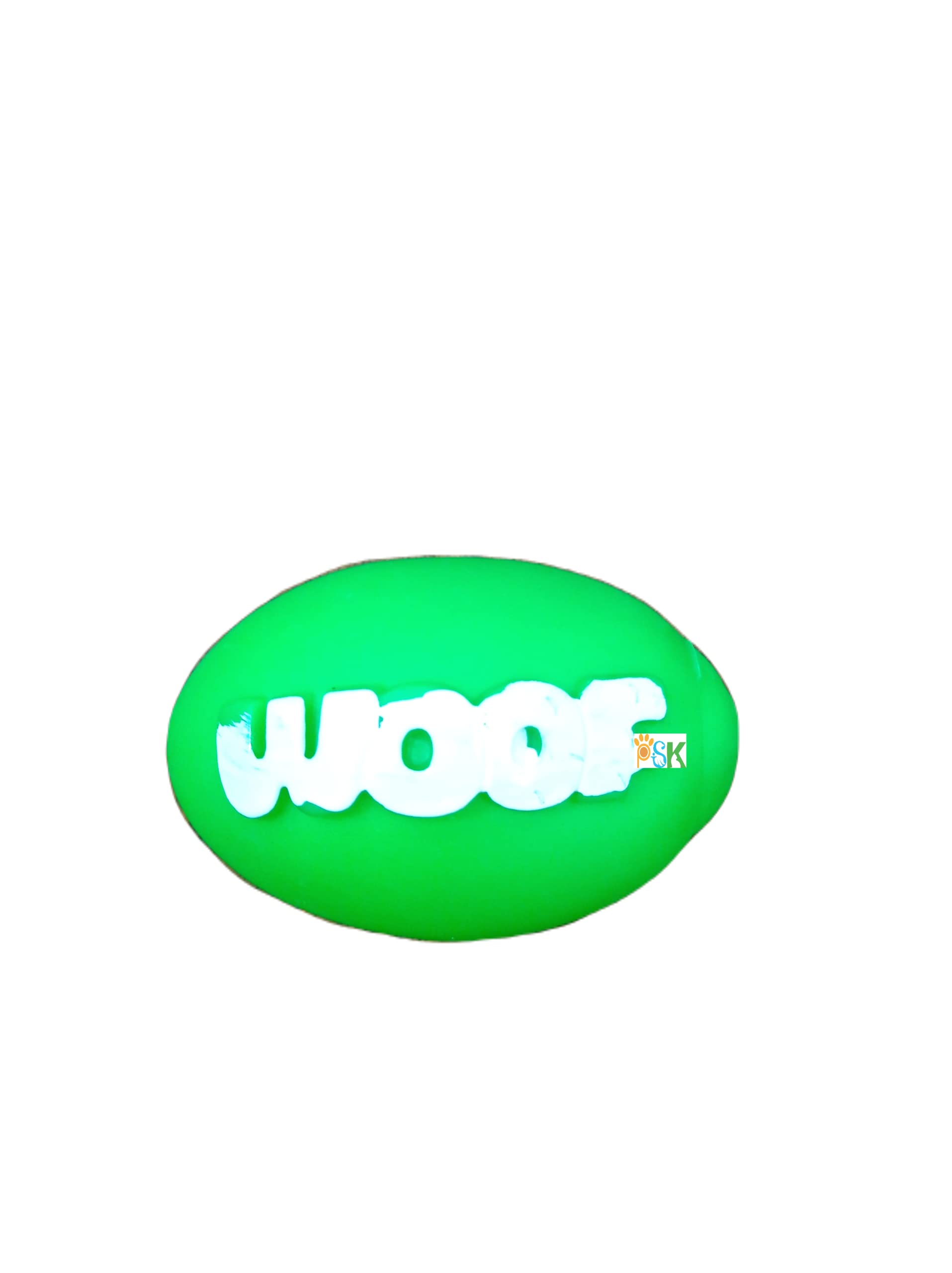 Psk Pet Mart Woof Squeaky Rugby Puppy Ball Dog Toy (Green)