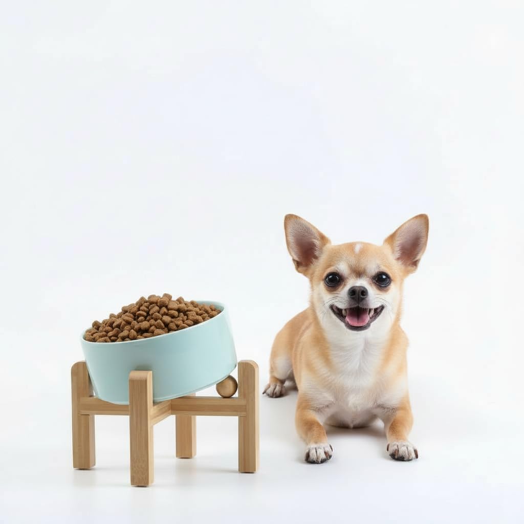Petygooing Elevated/Raised 15Slanted Ceramic Dog Bowl for Small and Medium Breeds, Tilted Anti Slip Pet Bowl,Food Water Dish wit
