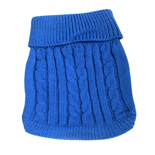 Tangpan Turtleneck Classic Straw-Rope Pro Pet Dog Sweater Apparel (Dark Blue, L)