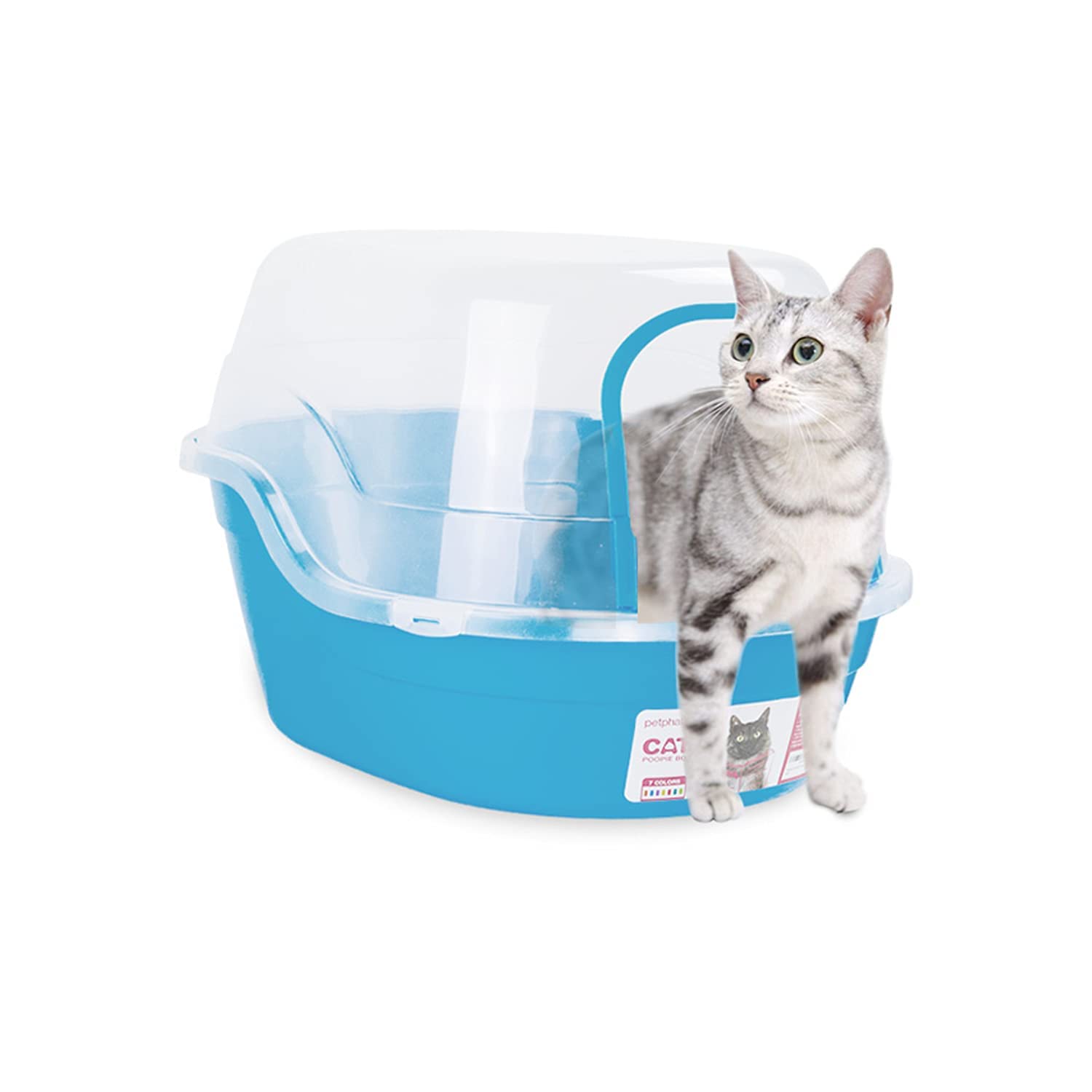 Petphabet Jumbo Hooded Cat Litter Box - Extra Large XX-Large, Light Blue, Plastic, Model 5346877729