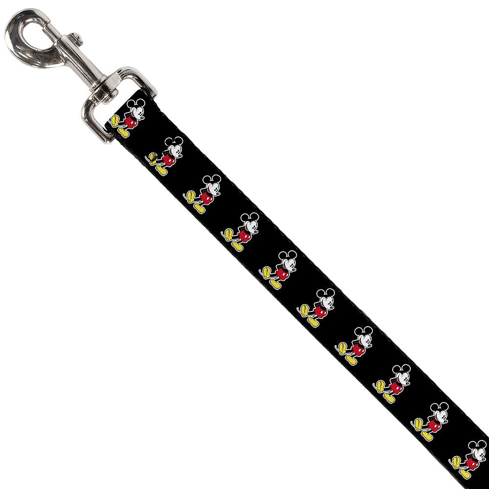 Dog Leash Classic Mickey Mouse Pose Black 4 Feet Long 1.5 Inch Wide