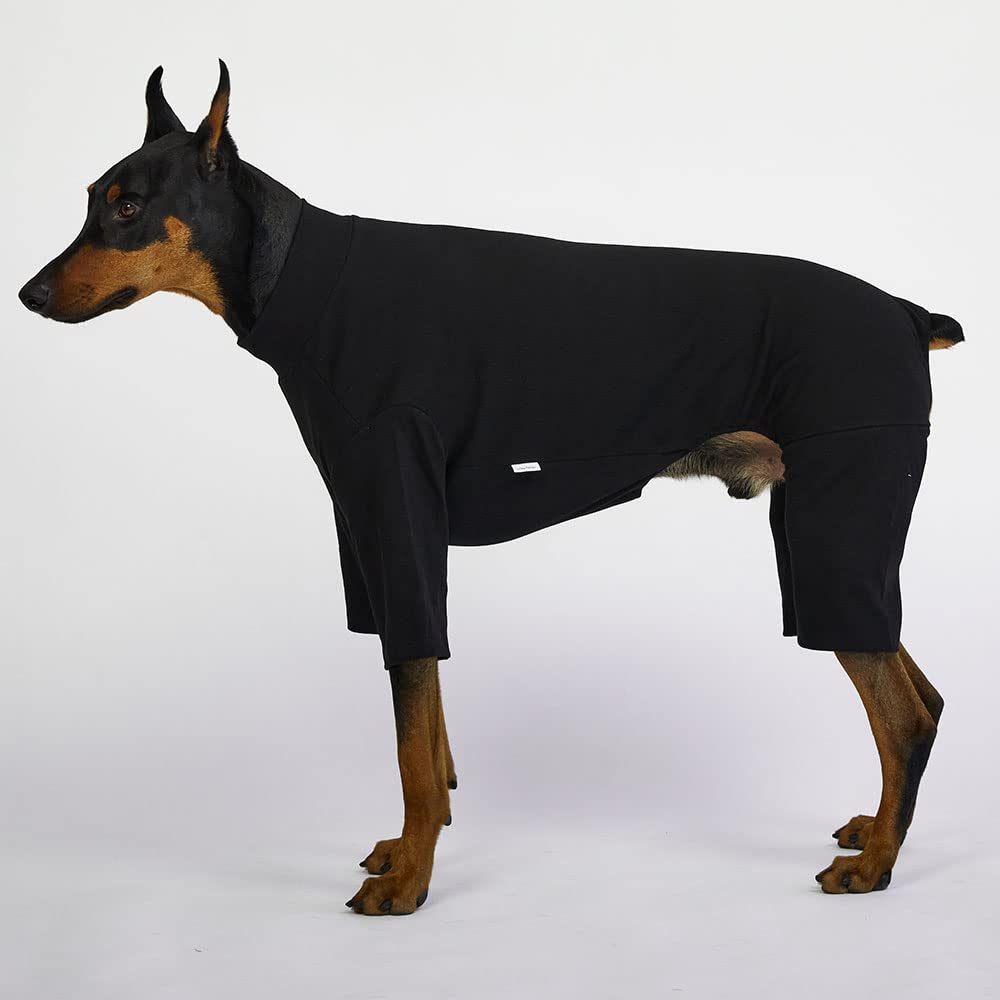 Lucky Petter Small Dog Pajamas - Stretchable Dog Onesie Bodysuit Jumpsuit (4X-Large, Basic Black)
