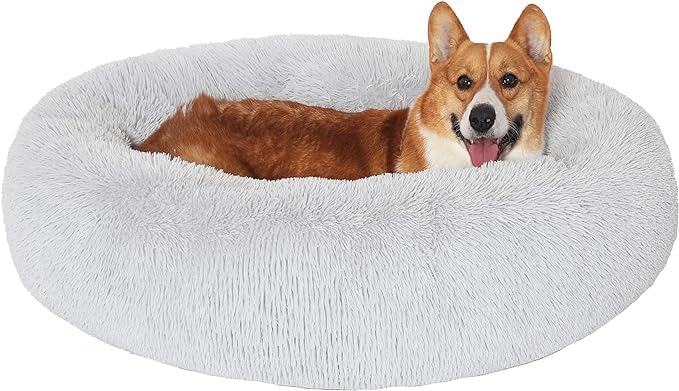 Jollyvogue Dog Bed, Calming Anti-Anxiety Large Dog Bed, Fluffy Donut Cushion For Medium And Large Pets (27'/30'/36')