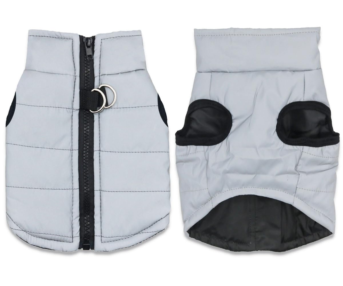 Small Dog Coats Warm Winter Pet Coat Dog Jackets Puppy Cold Weather Clothes For Dogs, Grey, Xl