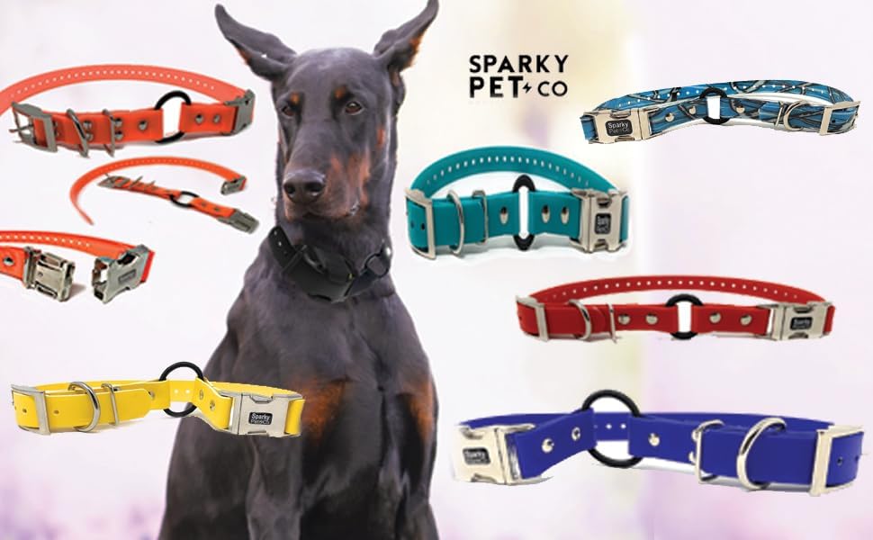 Sparky Pet Co - Zeus Ecollar Replacement Strap - Bungee Loop Dog Collar - Waterproof Biothane - Adjustable - Double Buckle - Quick Snap Metal Clasp - For Invisible Fence Systems - 3/4' X 28' Neon Pink
