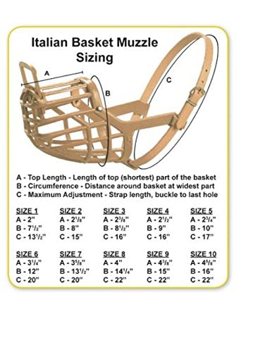 Omnipet Leather Brothers Italian Basket Dog Muzzle, Size 6, Tan