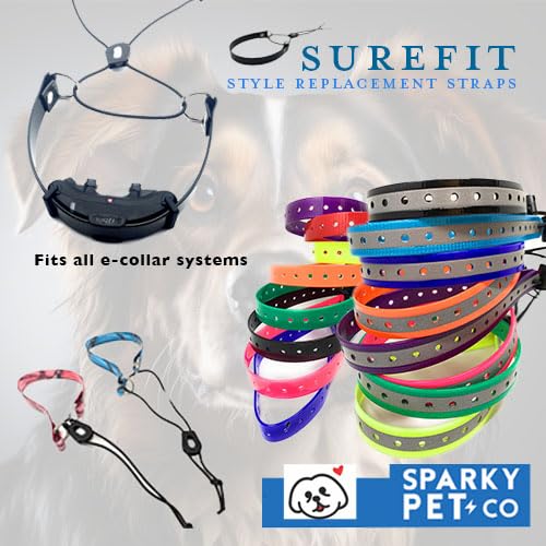 Sparky Pet Co - Surefit ECollar Strap - Bungee Dog Collar - Waterproof - Adjustable - Secure Nexus Wheel Lock - for Electronic T