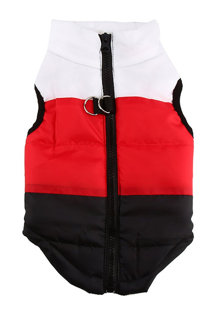 Marupet Winter Dog Vest - Warm Windproof Coat For Small Medium Dogs In White/Red/Black - Xxs