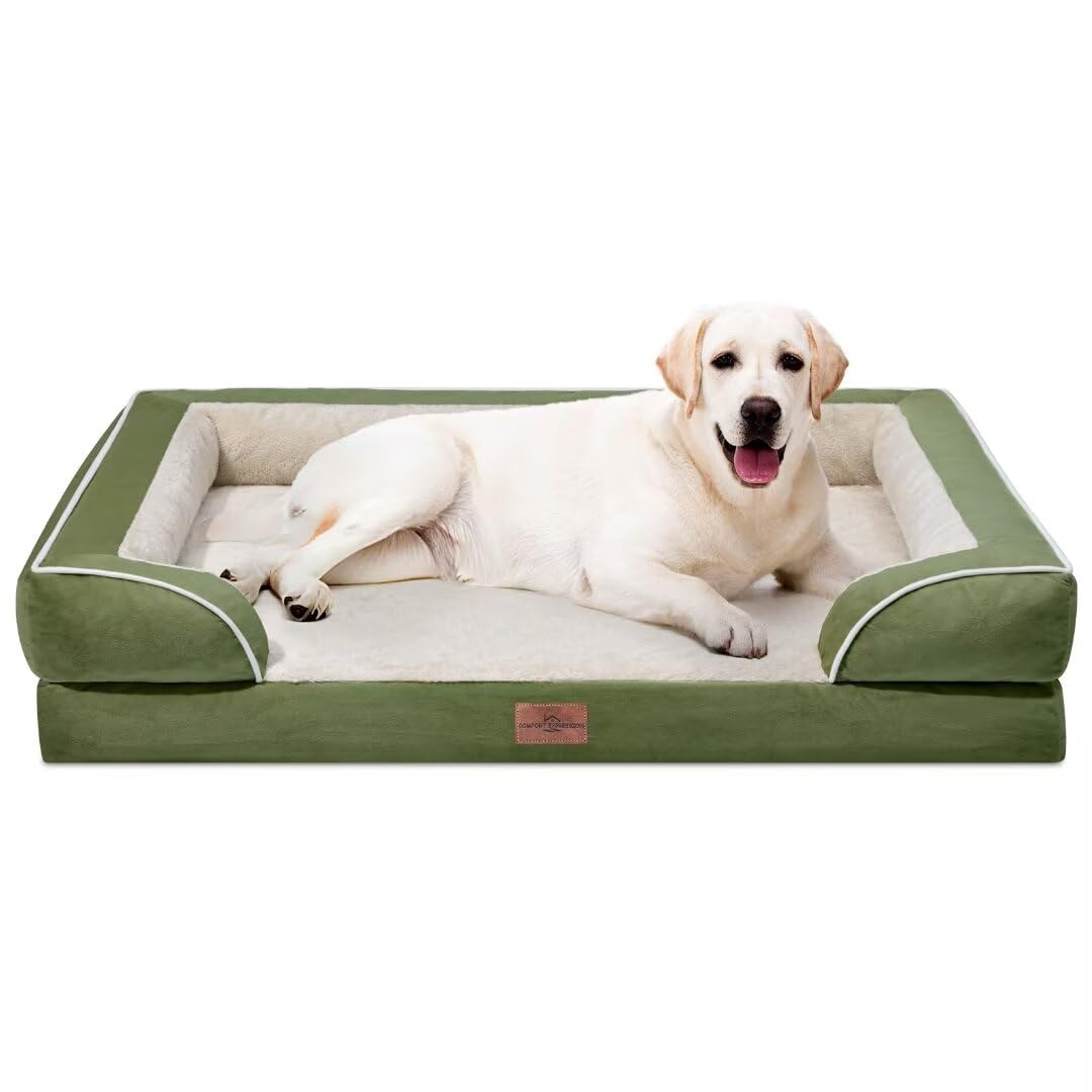 Comfort Expression Orthopedic Dog Bed For Jumbo Breed Large Dogs, Jumbo Dog Bed Waterproof, Pv Washable Dog Sofa Bed With Removable Cover & Non-Slip Bottom(Jumbo,Light Green)