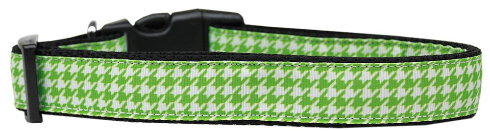 Pet Dog & Cat Nylon Collar or Leash, "Houndstooth Lime Green" SM Collar