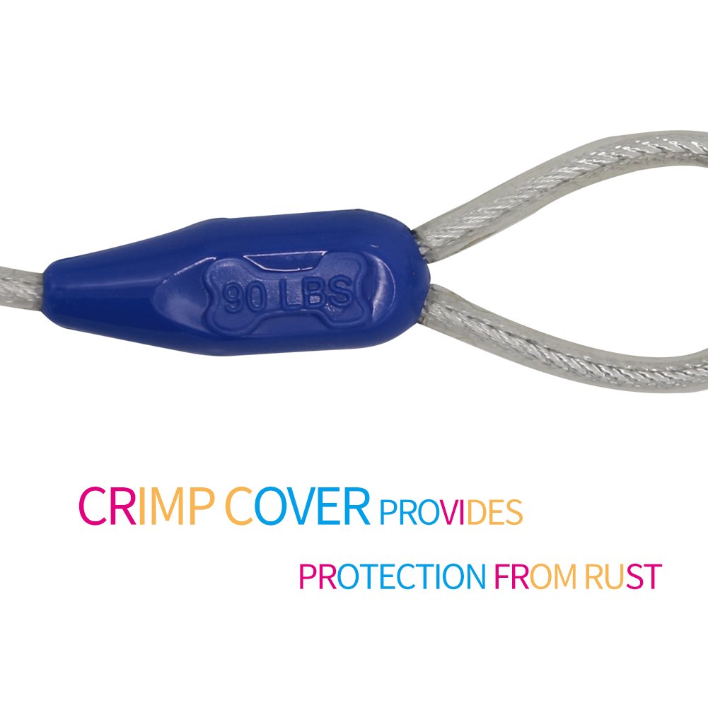 Petest 25Ft Reflective Tie-Out Cable With Buffer Spring For Large Dogs Up To 90 Pounds
