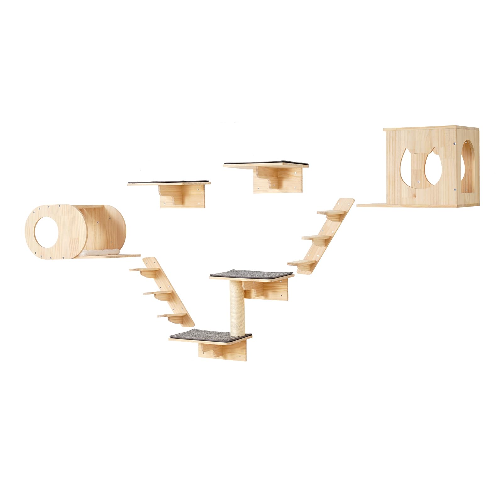 VEVOR Wall Mounted Cat Shelves and Perches with Jumping Boards, Cat Beds, Hammocks & Tree, Up to 40 lbs for Sleeping, Playing, C
