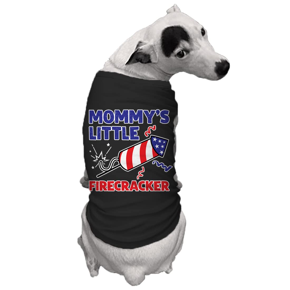 Mommy'S Little Firecracker - Usa Independence Day 4Th Of July Dog Shirt (Black, Medium)