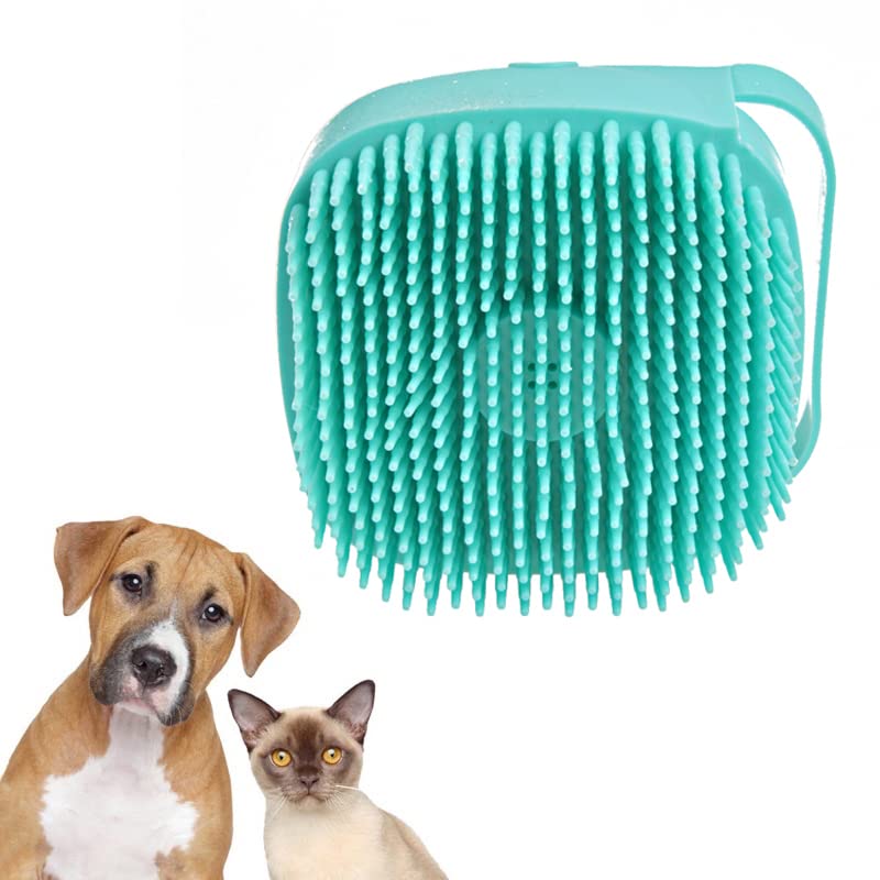 Western Era Pet Grooming Bath Massage Brush With Soap And Shampoo Dispenser Soft Silicone Bristle For Long Short Haired Dogs Cat