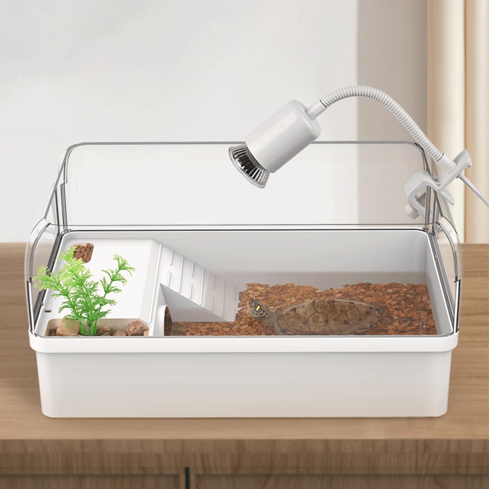 Flushbay Turtle Tank With Basking Platform Multi-Functional Areas Acrylic Turtle Aquarium Tank With 360 Panoramic View For Turtl