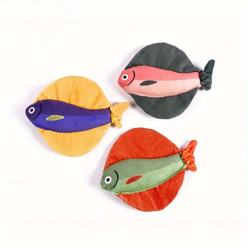 Bohobark Cat Pillow Toy Simulation Fish Fish Cat Kittentoys 1 Piece (Color May Vary)