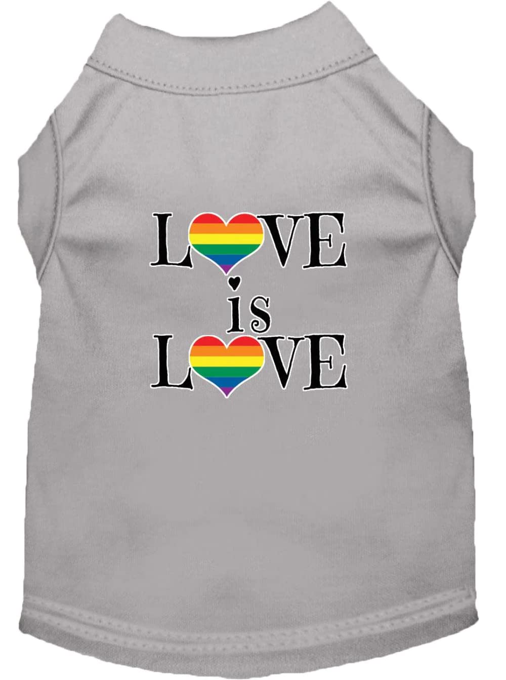 Pet Dog & Cat Shirt Screen Printed, "Love Is Love" Gray 3XL (25-35 lbs.)