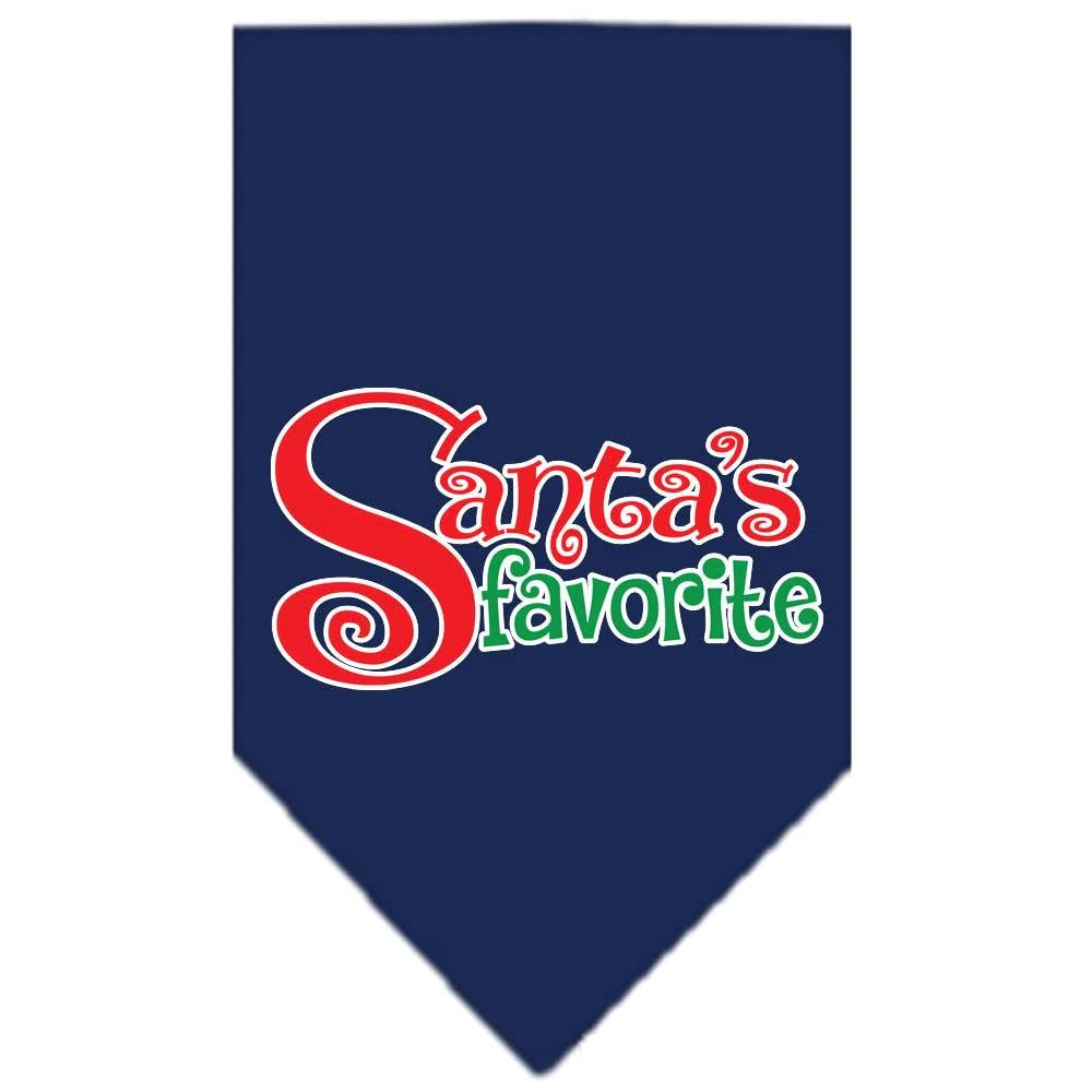 Mirage Pet Products Santa's Favorite Screen Print Pet Bandana, Large, Navy